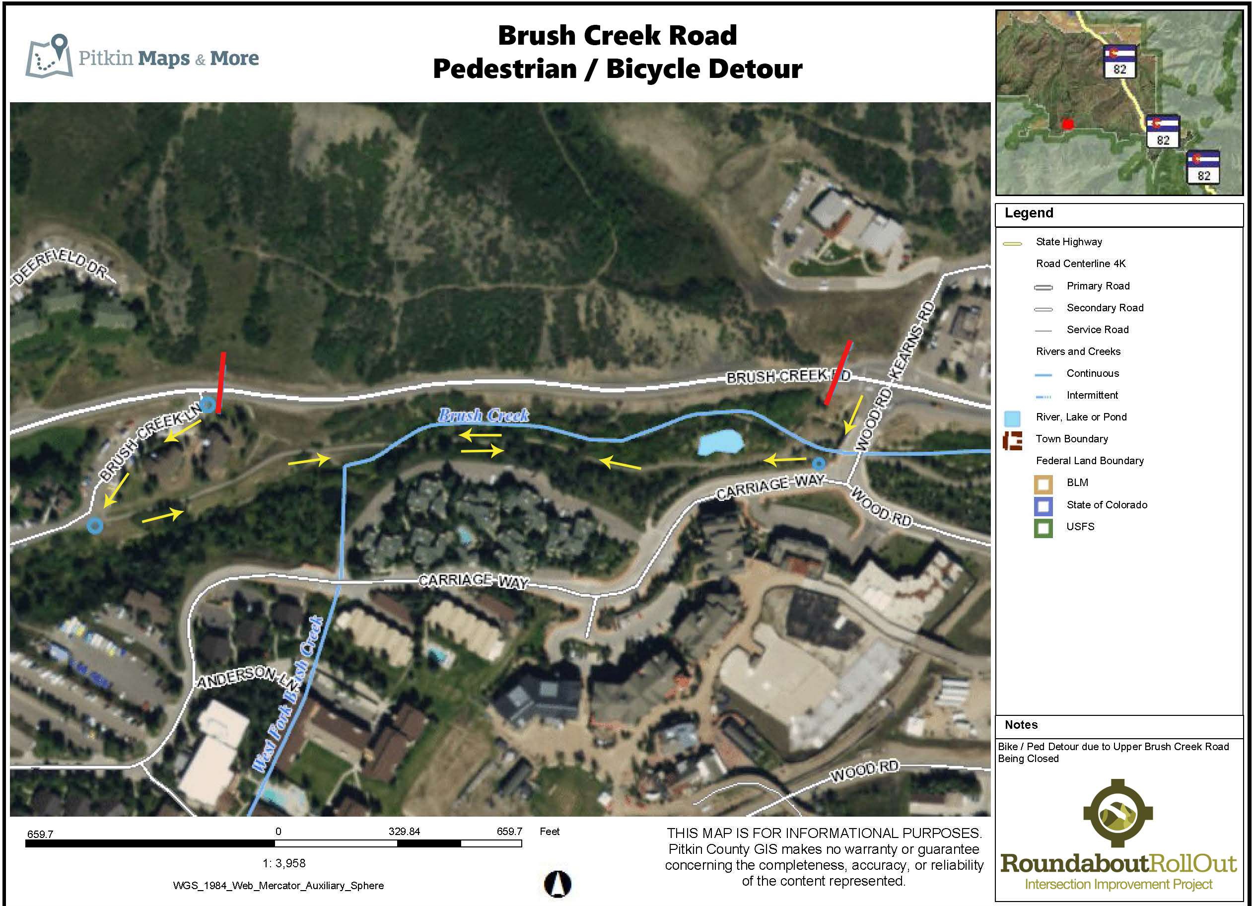 Brush Creek Ped Detour Map